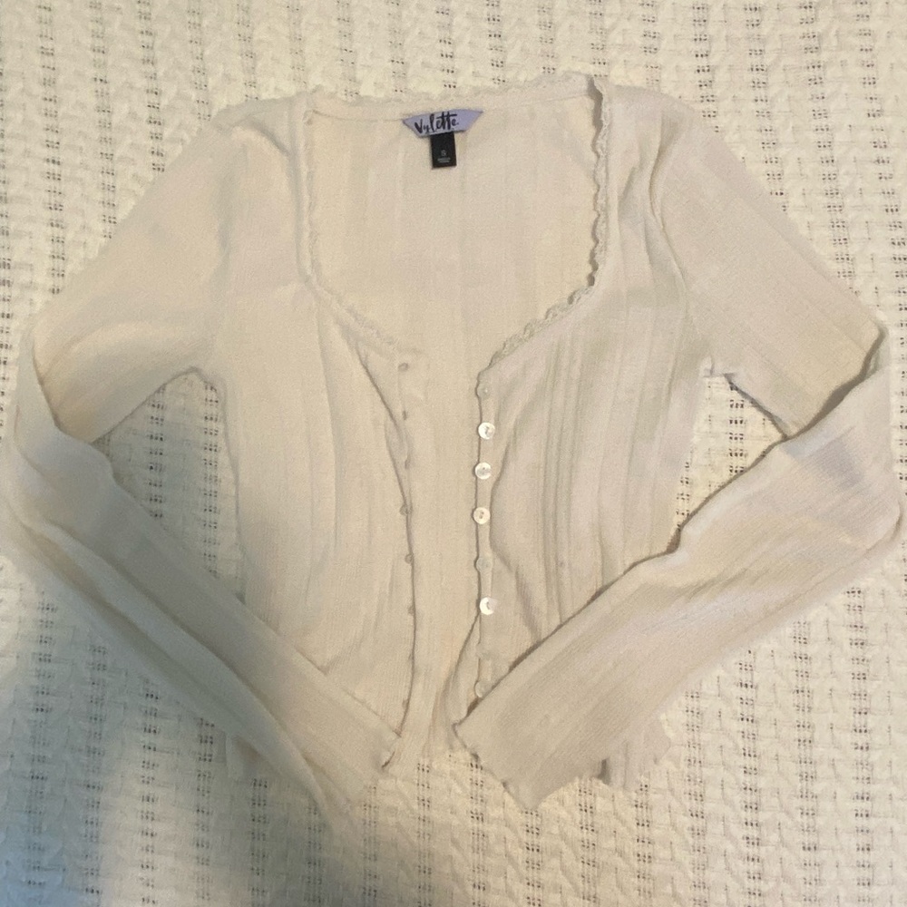 White button down cardigan